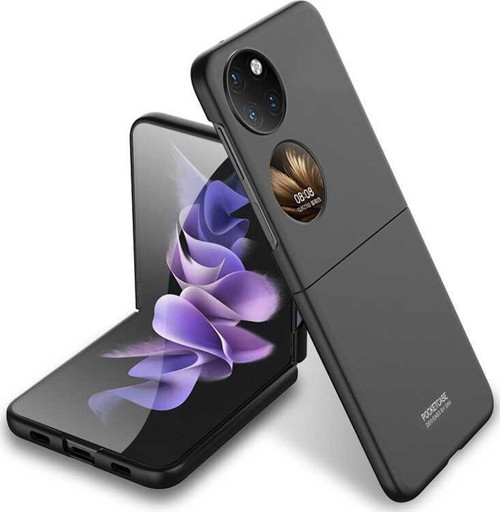 Huawei P50 Pocket Kılıf Ultra İnce Tasarım 180 Derece Açılabilir- Kıpta - Siyah