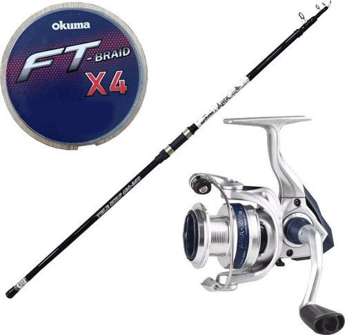 YekOutdoor Okuma Surf Kamışı Seti Okuma Aria Tele Surf 4,20 cm 100-250 gr Surf Kamışı &Okuma ARIA-6000a Painting Silver