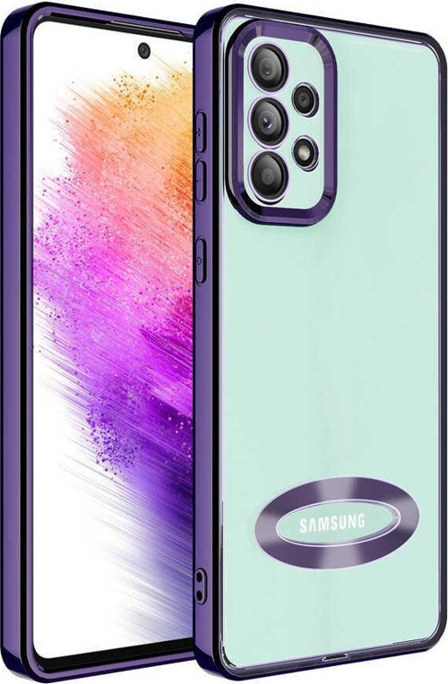 Galaxy A53 5G Kılıf Kamera Korumalı Logo Gösteren Omega Kapak - Mor