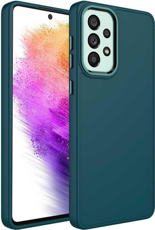 Galaxy A53 5G Metal Buton Tasarımlı Splendid Kılıf - Koyu Yeşil