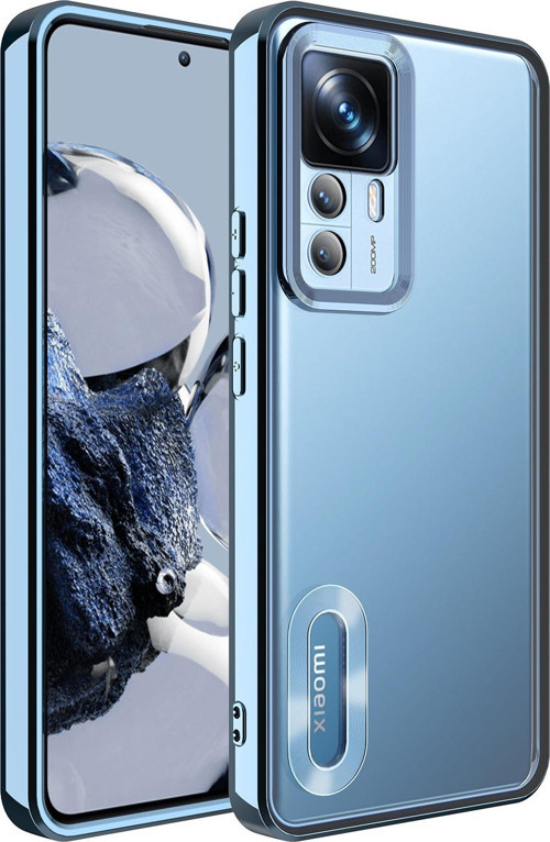 Xiaomi Mi 12T Kılıf Kamera Korumalı Logo Gösteren Omega Kapak - Mavi