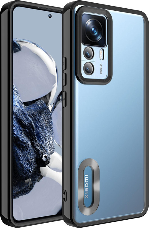 Xiaomi Mi 12T Pro Kılıf Kamera Korumalı Logo Gösteren Omega Kapak - Siyah