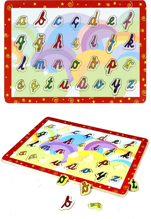 Alfabe Öğrenme Ahşap Puzzle Küçük Harfler 21,5x30cm PC072