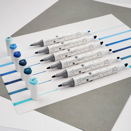 "Sketch & Art" Çift Taraflı Marker Kalem 6 Renk-Deniz Manzarası
