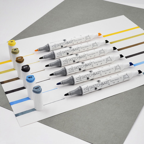 "Sketch & Art" Çift Taraflı Marker Kalem 6 Renk-Mimari