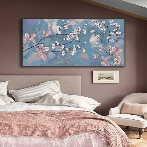Almond Blossom Yağlı Boya Dokulu Tablo 100X150 Gümüş Çerçeveli