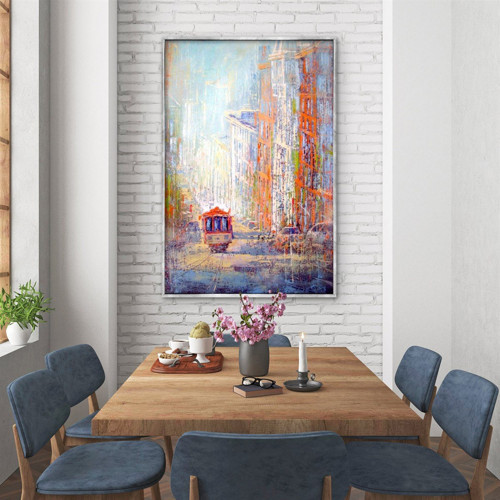 Abstract Streetcar Yağlı Boya Dokulu Tablo 75X100 Çerçevesiz