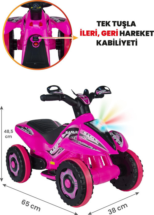 Uzaktan Kumandalı UJ toys 6V Akülü ATV Safari Pembe