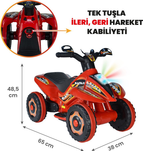 Uzaktan Kumandalı UJ Toys 6V Akülü ATV Safari Kırmızı