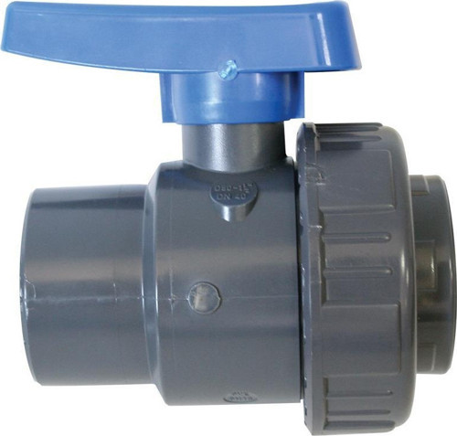 Ball Valve 1 1/4", Single Union BSPT, Plastic, Grey