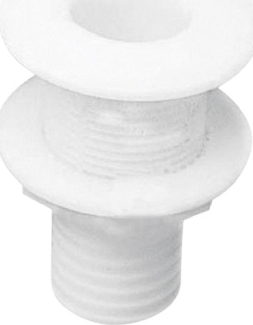 Thru-Hull w/Fl.Flange 1 1/2", w/Hose Barb Ø32mm,White