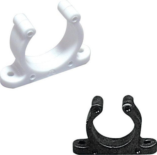 Plastic Support Clip, Screwed, Ø25mm, Black