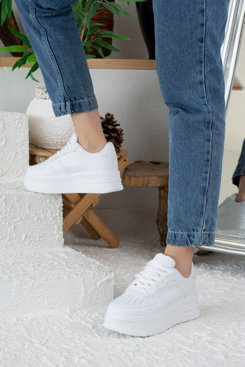 Allyup Günlük Kadın Sneaker Bağcıklı Hafif Kalın Yüksek Tabanlı Yürüyüş Nefes Alan Spor Ayakkabı 451