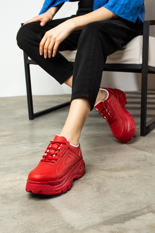 Günlük Kadın Spor Ayakkabı Yüksek Taban 6 Cm Sneaker Siyah - Beyaz - Bej - Rugan - Süet 001