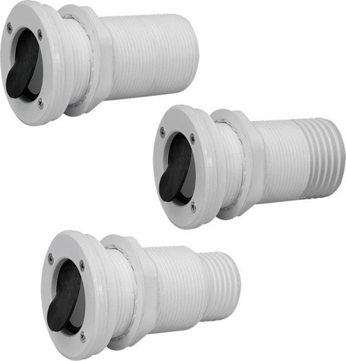 Thru-Hull Ø55mm w/Non-Ret.Valve, f/Hose Ø45mm,White