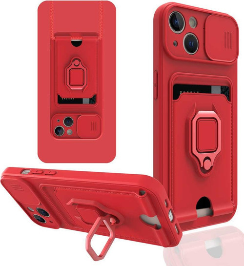 Apple iPhone 13 KılıfYüzüklü Kamera Korumalı Stand Olabilen Pelit Kapak