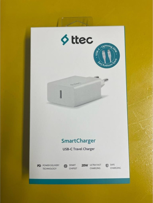 2SCS22BL Smartcharger Pd 20W Seyahat Hızlı Şarj Aleti+Usb-C - Lightning 150 cm Kablo Beyaz