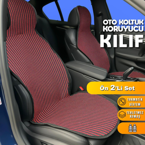 Mazda 929 Uyumlu Koltuk Kılıfı Minder Çizgili Siyah Kırmızı 2+1 Ön Arka Set