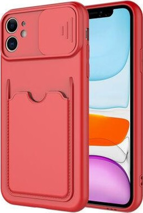Apple İphone 12 Kılıf Kamera Sürgülü Kredi Kartlıklı Premium Slikon Kartix Kapak