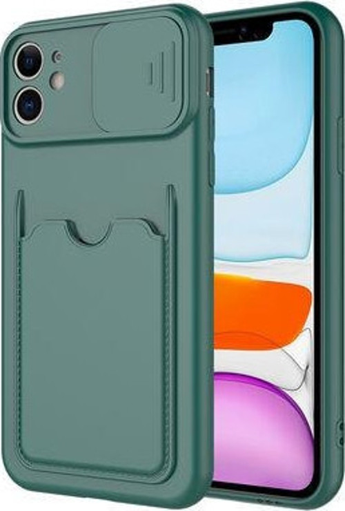 Apple İphone 12 Kılıf Kamera Sürgülü Kredi Kartlıklı Premium Slikon Kartix Kapak