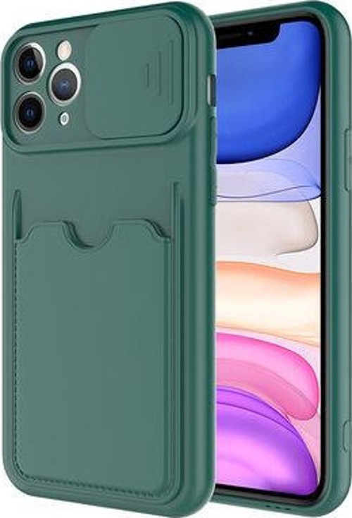 Apple İphone 12 Pro Kılıf Kamera Sürgülü Kredi Kartlıklı Premium Slikon Kartix Kapak