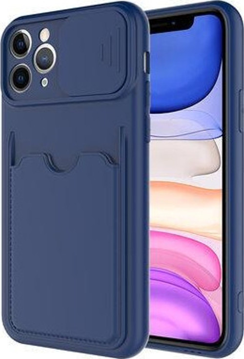Apple İphone 12 Pro Max Kılıf Kamera Sürgülü Kredi Kartlıklı Premium Slikon Kartix Kapak