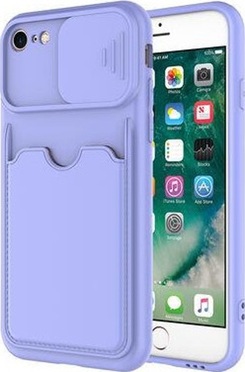 Apple İphone 8 Kılıf Kamera Sürgülü Kredi Kartlıklı Premium Slikon Kartix Kapak