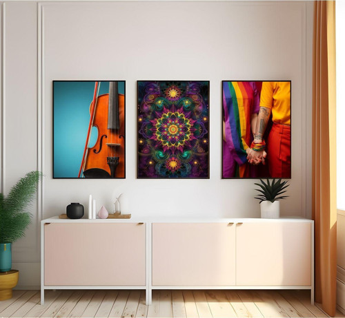 Modern Tarz Mdf Plastik Çerçeveli 3'Lu Dekoratif Tablo 129