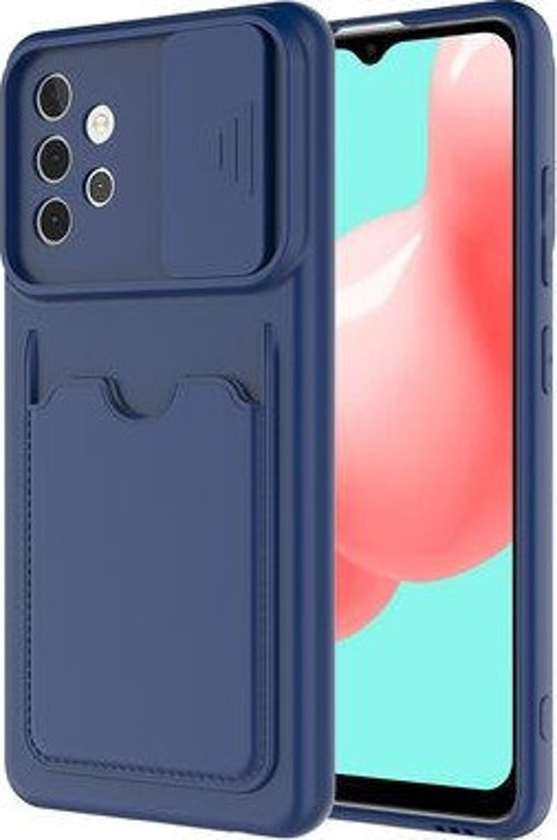 Samsung Galaxy A32 4G Kılıf Kamera Sürgülü Kredi Kartlıklı Premium Slikon Kartix Kapak