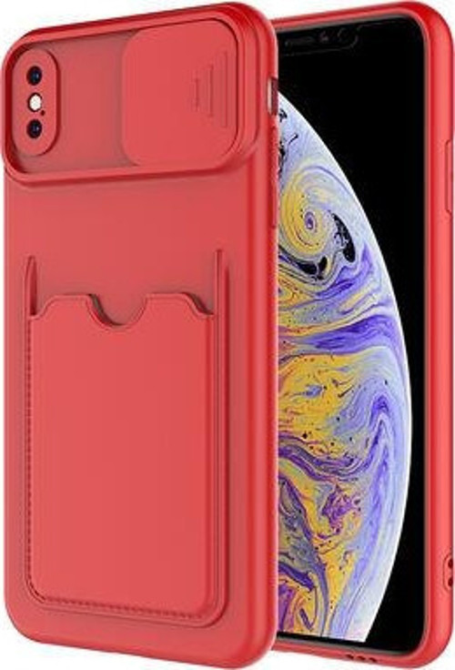 Apple İphone XS Max 6.5 Kılıf Kamera Sürgülü Kredi Kartlıklı Premium Slikon Kartix Kapak