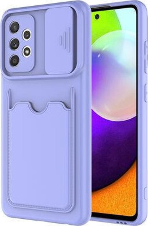 Samsung Galaxy A52 Kılıf Kamera Sürgülü Kredi Kartlıklı Premium Slikon Kartix Kapak