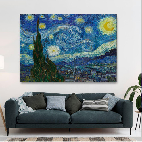 Özel Tasarım, Dekortif Baskı vincent Van Gogh, Yıldızlı Gece Kanvas Tablosu-5165