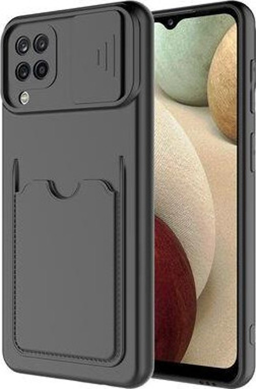 Samsung Galaxy A12 Kılıf Kamera Sürgülü Kredi Kartlıklı Premium Slikon Kartix Kapak