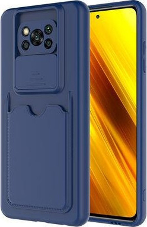 Xiaomi Poco X3 Kılıf Kamera Sürgülü Kredi Kartlıklı Premium Slikon Kartix Kapak