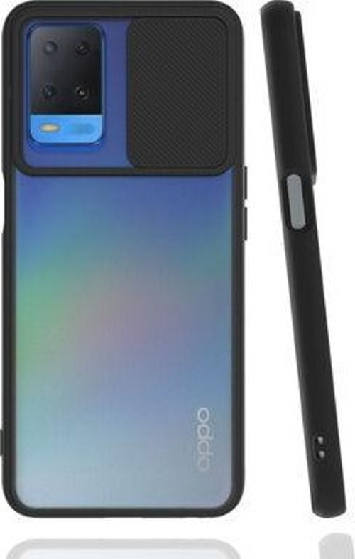 Oppo A54 Kamera Sürgülü Slikon Sararmaz Mat Yüzey Lensi Kılıf