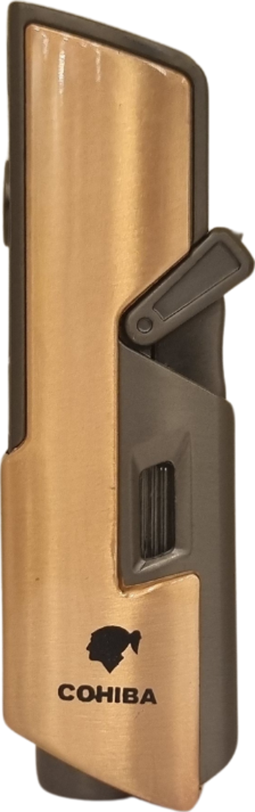 Tek Torch Pürmüz Bronz-Gunmetal Dahili Delici & İğne Metal Puro Çakmağı