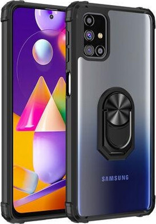 Samsung Galaxy M31S Kılıf Tpu Sert Korumalı Yapı Çelik Ring Yüzük Mola Kapak