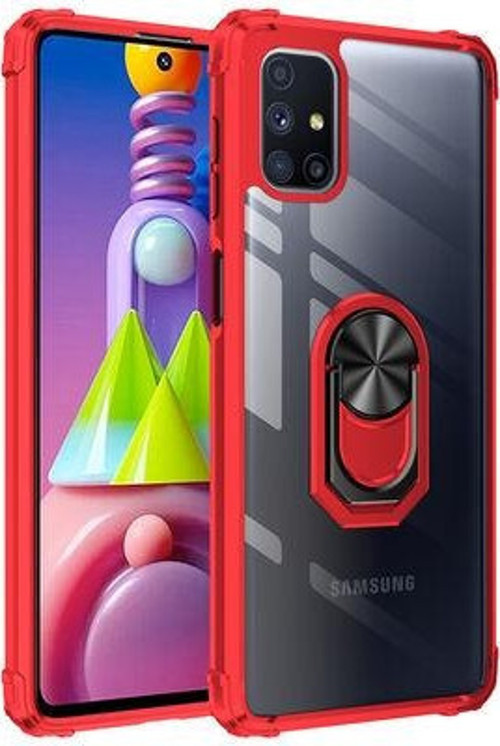 Samsung Galaxy M51 Kılıf Tpu Sert Korumalı Yapı Çelik Ring Yüzük Mola Kapak
