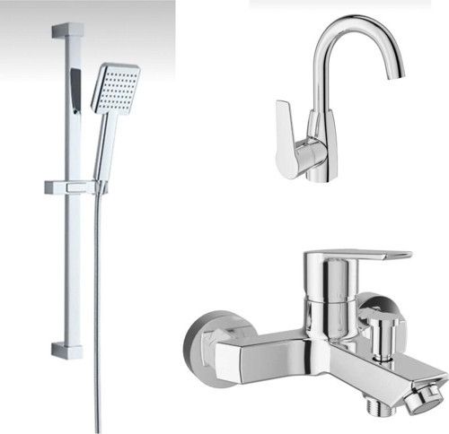 Mare Banyo +Döner Lavabo Bataryası Ve Tema 51092 Sürgülü El Duşu