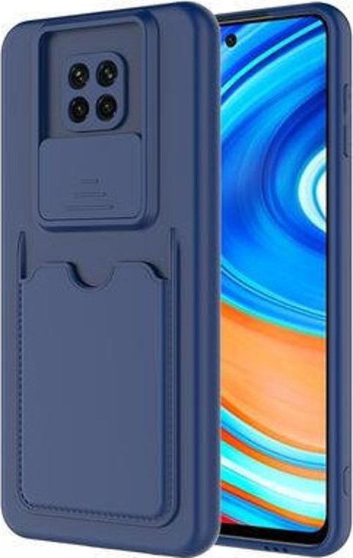 Xiaomi Redmi Note 9s Kılıf Kamera Sürgülü Kredi Kartlıklı Premium Slikon Kartix Kapak