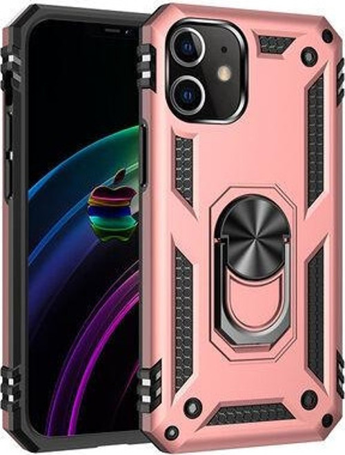 Apple İphone 12 Kılıf Yüzüklü Stant Özelliği + Ekran Koruyucu Cam 2'li Ürün
