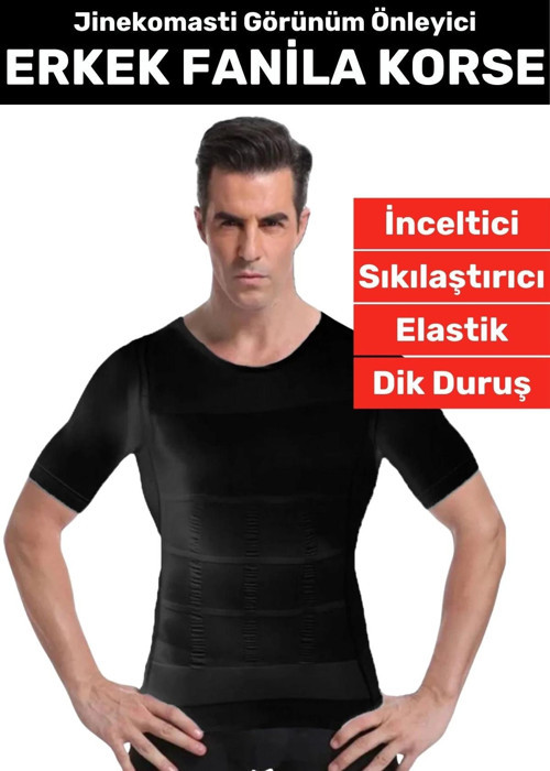 Özel Üretim Jinekomasti Dik Duruş Toparlayıcı Göbek Sıkılaştırıcı Elastik Erkek Fanila Korse