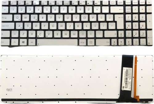 Asus U500VZ-CM051H Uyumlu Notebook Klavye Işıklı Gümüş Gri TR