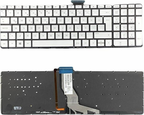 Hp Pavilion 15-ab, 15-ak, 15-au, 15-aw Uyumlu Notebook Klavye Işıklı Gümüş Gri TR