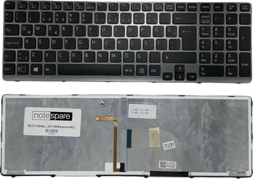 Sony Vaio SVE1511D4E, SVE1511E4E, SVE1511F1E Uyumlu Notebook Klavye Işıklı Siyah TR