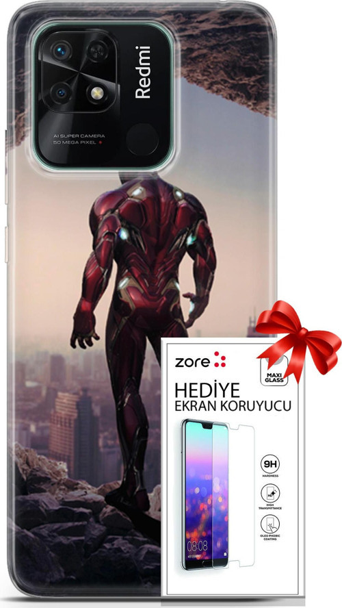 Xiaomi Redmi 10C Kılıf Orijinal Seri Supers 02 Iron Man Kapak Ve Ekran Koruyucu