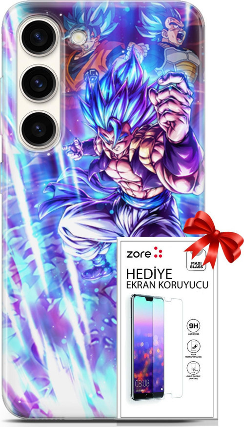 Samsung Galaxy S23 Kılıf Orijinal Seri Supers 17 Dragon Gogeta Anime Yumuşak Kılıf + Ekran Koruyucu