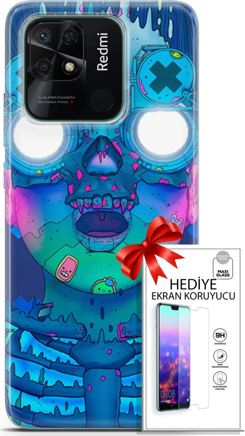 Xiaomi Redmi 10C Kılıf Orijinal Seri Algorand 14 Robotika Cover Kılıf + Ön Ekran Koruyucu