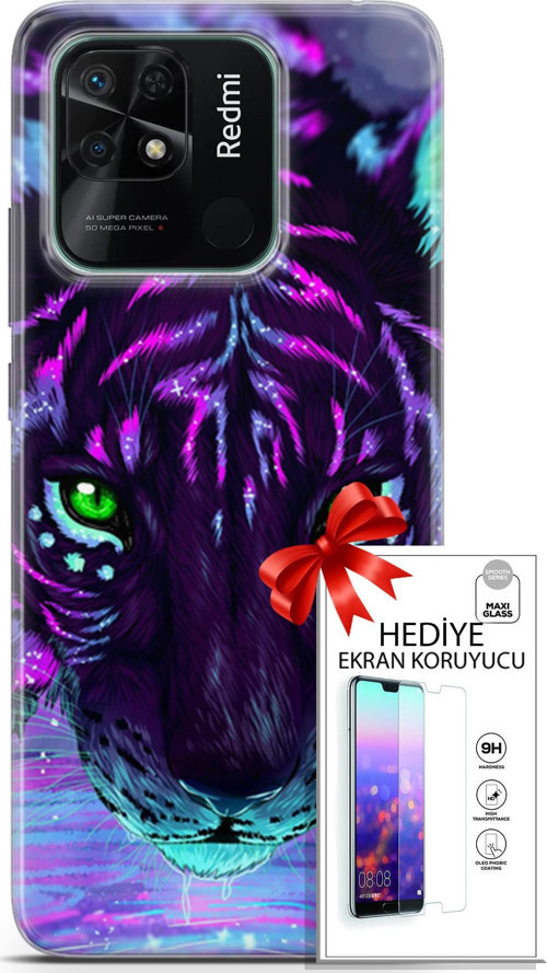 Xiaomi Redmi 10C Kılıf Orijinal Seri Algorand 16 Pembe Neon Hediyelik Kılıf Ve Ekran Koruyucu