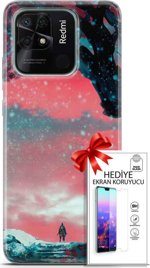 Xiaomi Redmi 10C Kılıf Orijinal Seri Algorand 23 Şövalye Telefon Kabı Ve Ekran Koruyucu
